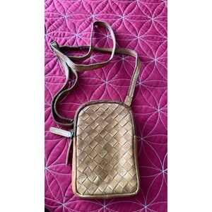 Vilenka Holland Woven Leather Crossbody Bag Small Purse EUC Cute Tan